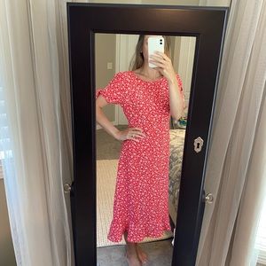 Red floral dress